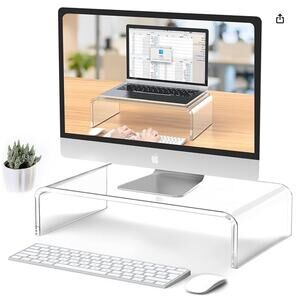 Acrylic Monitor Stand Riser Clear Laptop Stand for Desk - Clear